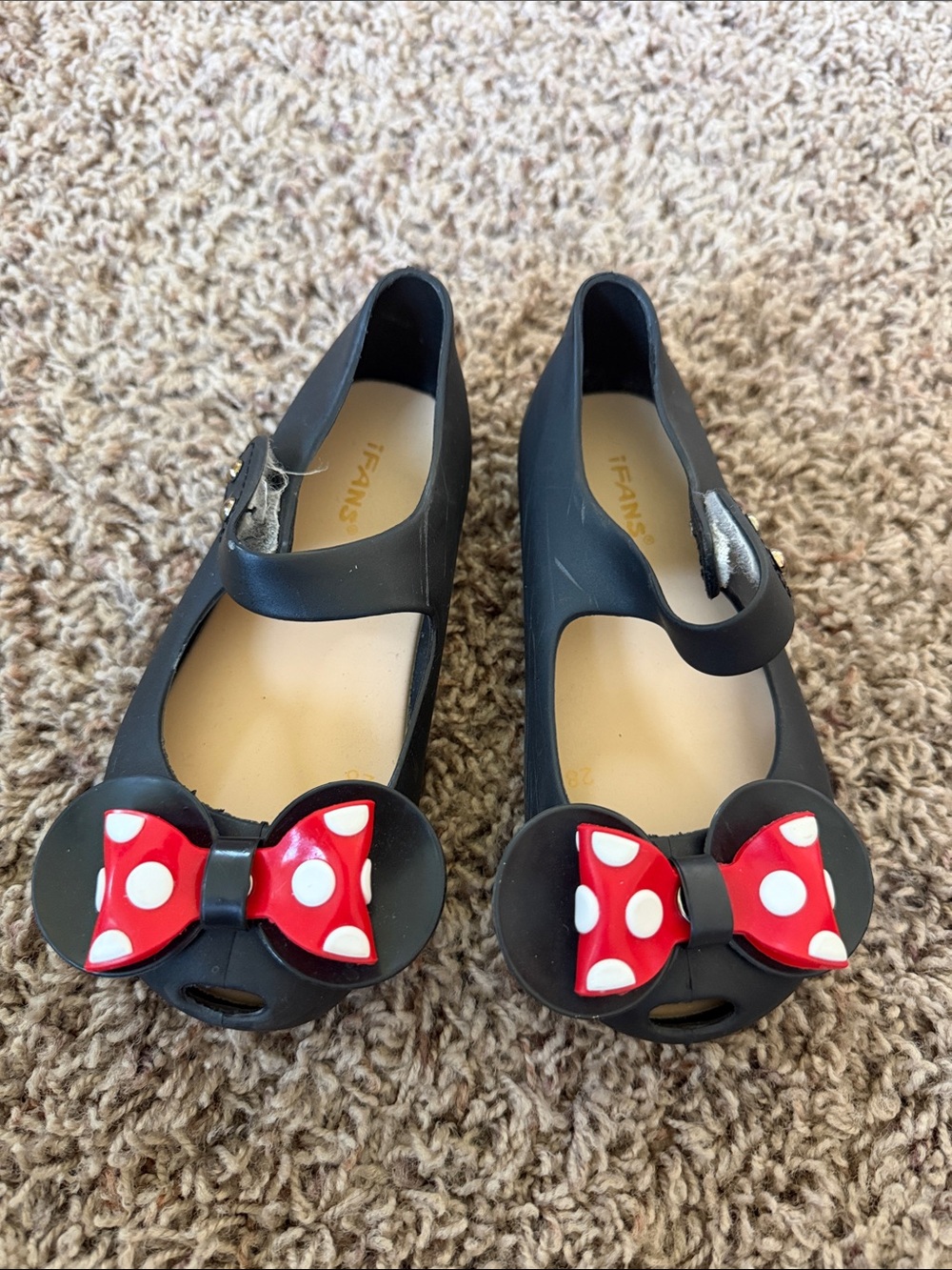 Kids Black Mary Jane Shoes with Red Polka Dot Bow